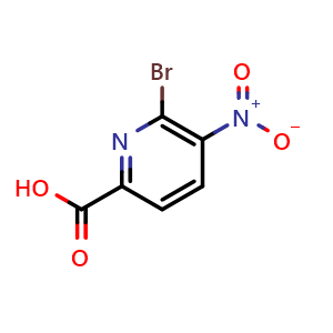 Chemical structure of 6-bromo-5-nitropyridine-2-carboxylic acid , CAS 1211578-33-4, AChemBlock AD244766