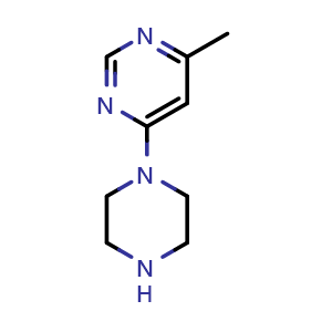 Chemical structure of 4-methyl-6-piperazin-1-ylpyrimidine , CAS 927988-30-5, AChemBlock AD244775