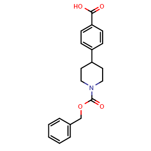 Chemical structure of 4-{1-[(Benzyloxy)carbonyl]piperidin-4-yl}benzoic acid , CAS 885274-62-4, AChemBlock AD244780