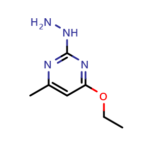 Chemical structure of 4-ethoxy-2-hydrazinyl-6-methylpyrimidine , CAS 89852-51-7, AChemBlock AD244786