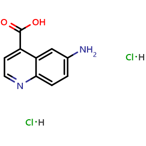 Chemical structure of 6-Aminoquinoline-4-carboxylic acid dihydrochloride , CAS 2712572-70-6, AChemBlock AD244823