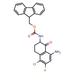Chemical structure of (9H-Fluoren-9-yl)methyl (8-amino-5-chloro-6-fluoro-1-oxo-1,2,3,4-tetrahydronaphthalen-2-yl)carbamate , CAS 2813269-87-1, AChemBlock AD244827