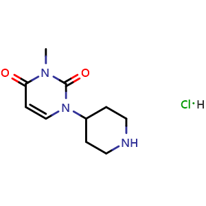Chemical structure of 3-methyl-1-(piperidin-4-yl)-1,2,3,4-tetrahydropyrimidine-2,4-dione hydrochloride , CAS 2307553-08-6, AChemBlock AD244828