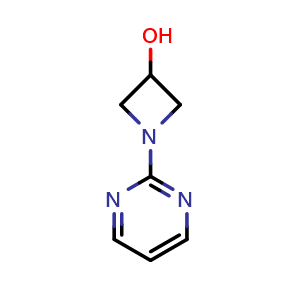 Chemical structure of 1-(Pyrimidin-2-yl)azetidin-3-ol , CAS 1341070-48-1, AChemBlock AD244830