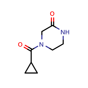Chemical structure of 4-Cyclopropanecarbonylpiperazin-2-one , CAS 500201-52-5, AChemBlock AD244836
