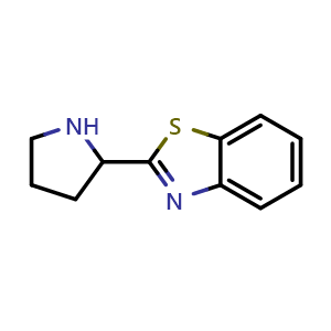 Chemical structure of 2-Pyrrolidin-2-yl-1,3-benzothiazole , CAS 359804-21-0, AChemBlock AD244840