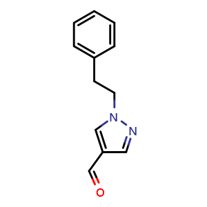 Chemical structure of 1-(2-Phenylethyl)-1H-pyrazole-4-carbaldehyde , CAS 261948-17-8, AChemBlock AD244841