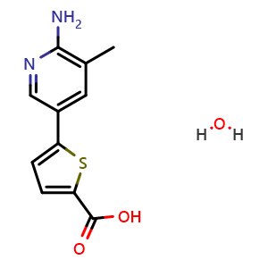 Chemical structure of 5-(6-Amino-5-methylpyridin-3-yl)thiophene-2-carboxylic acid hydrate , CAS 2380176-90-7, AChemBlock AD244849