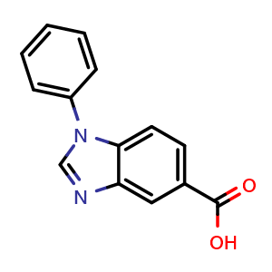 Chemical structure of 1-Phenyl-1H-benzoimidazole-5-carboxylic acid , CAS 250691-98-6, AChemBlock AD244861
