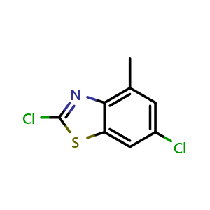 Chemical structure of 2,6-Dichloro-4-methyl-1,3-benzothiazole , CAS 81561-05-9, AChemBlock AD244883