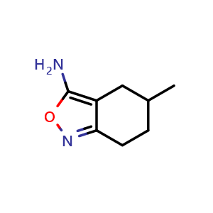 Chemical structure of 5-Methyl-4,5,6,7-tetrahydro-2,1-benzisoxazol-3-amine , CAS 879644-43-6, AChemBlock AD244891
