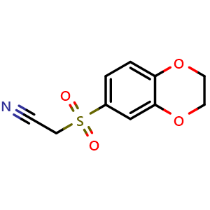 Chemical structure of (2,3-Dihydro-1,4-benzodioxin-6-ylsulfonyl)acetonitrile , CAS 881044-61-7, AChemBlock AD244892