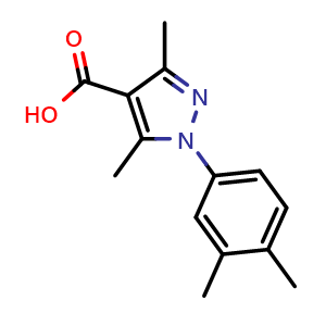 Chemical structure of 1-(3,4-dimethylphenyl)-3,5-dimethyl-1H-pyrazole-4-carboxylic acid , CAS 1204297-04-0, AChemBlock AD244893