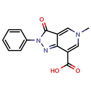 Chemical structure of 5-Methyl-3-oxo-2-phenyl-3,5-dihydro-2H-pyrazolo[4,3-c]pyridine-7-carboxylic acid , CAS 1105191-37-4, AChemBlock AD244899
