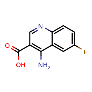 Chemical structure of 4-Amino-6-fluoroquinoline-3-carboxylic acid , CAS 933688-20-1, AChemBlock AD244908