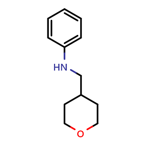 Chemical structure of N-[(oxan-4-yl)methyl]aniline , CAS 1247560-27-5, AChemBlock AD244919