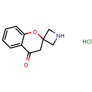Chemical structure of 3',4'-dihydrospiro[azetidine-3,2'-[1]benzopyran]-4'-one hydrochloride , CAS 1236862-45-5, AChemBlock AD244926