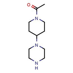 Chemical structure of 1-[4-(piperazin-1-yl)piperidin-1-yl]ethan-1-one , CAS 939983-25-2, AChemBlock AD244934