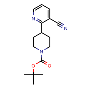 Chemical structure of tert-Butyl 4-(3-cyanopyridin-2-yl)piperidine-1-carboxylate , CAS 2303565-68-4, AChemBlock AD244938