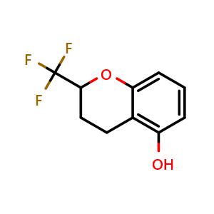 Chemical structure of 2-(Trifluoromethyl)-3,4-dihydro-2H-1-benzopyran-5-ol , CAS 2649323-02-2, AChemBlock AD244945