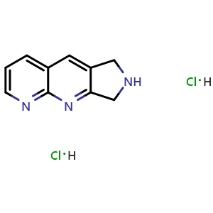 Chemical structure of 6H,7H,8H-pyrrolo[3,4-b]1,8-naphthyridine dihydrochloride , CAS 2640815-79-6, AChemBlock AD244946