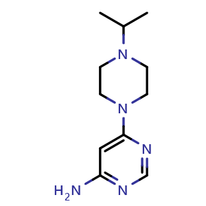 Chemical structure of 6-(4-isopropylpiperazin-1-yl)pyrimidin-4-amine , CAS 959696-44-7, AChemBlock AD244957