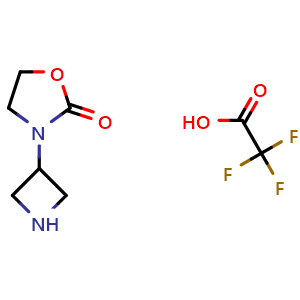 Chemical structure of 3-(azetidin-3-yl)-1,3-oxazolidin-2-one trifluoroacetic acid , CAS 2303565-63-9, AChemBlock AD244973