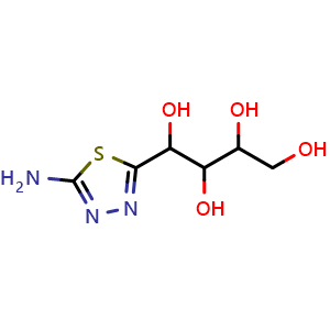 Chemical structure of 1-(5-Amino-1,3,4-thiadiazol-2-yl)butane-1,2,3,4-tetrol , CAS 1822462-51-0, AChemBlock AD244977