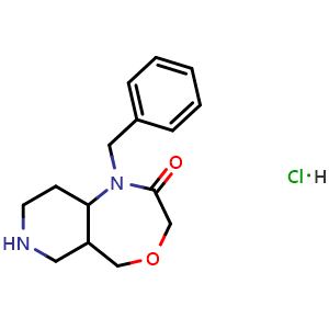 Chemical structure of 1-Benzyl-decahydropyrido[4,3-e][1,4]oxazepin-2-one hydrochloride , CAS 2320923-34-8, AChemBlock AD244978