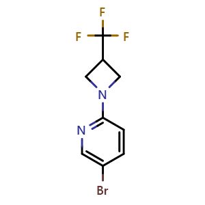 Chemical structure of 5-bromo-2-[3-(trifluoromethyl)azetidin-1-yl]pyridine , CAS 2640815-81-0, AChemBlock AD244992