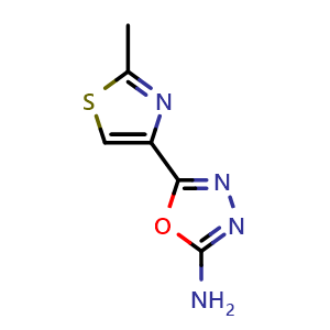 Chemical structure of 5-(2-methyl-1,3-thiazol-4-yl)-1,3,4-oxadiazol-2-amine , CAS 1219827-53-8, AChemBlock AD245001