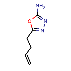 Chemical structure of 5-but-3-en-1-yl-1,3,4-oxadiazol-2-amine , CAS 1219827-75-4, AChemBlock AD245002