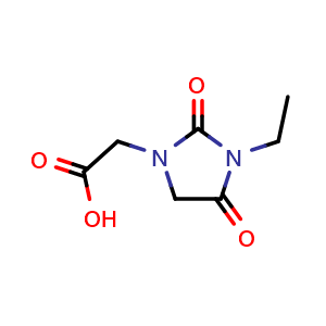 Chemical structure of (3-ethyl-2,4-dioxoimidazolidin-1-yl)acetic acid , CAS 1329809-37-1, AChemBlock AD245003