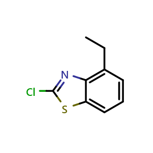 Chemical structure of 2-Chloro-4-ethyl-1,3-benzothiazole , CAS 176976-44-6, AChemBlock AD245013