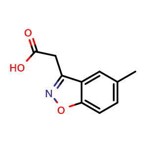 Chemical structure of 2-(5-methylbenzo[d]isoxazol-3-yl)acetic acid , CAS 70154-01-7, AChemBlock AD245027