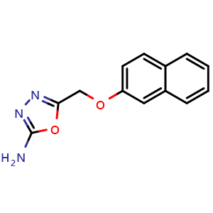 Chemical structure of 5-[(2-naphthyloxy)methyl]-1,3,4-oxadiazol-2-amine , CAS 21521-03-9, AChemBlock AD245037