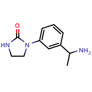Chemical structure of 1-[3-(1-aminoethyl)phenyl]imidazolidin-2-one , CAS 1495679-23-6, AChemBlock AD245041