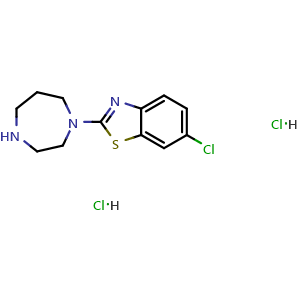 Chemical structure of 6-chloro-2-(1,4-diazepan-1-yl)-1,3-benzothiazole dihydrochloride , CAS 928026-32-8, AChemBlock AD245068