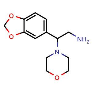 Chemical structure of 2-(2H-1,3-benzodioxol-5-yl)-2-(morpholin-4-yl)ethan-1-amine , CAS 951919-47-4, AChemBlock AD245071
