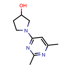 Chemical structure of 1-(2,6-dimethylpyrimidin-4-yl)pyrrolidin-3-ol , CAS 1338656-96-4, AChemBlock AD245090