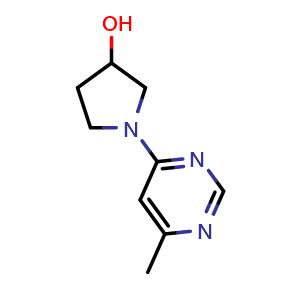 Chemical structure of 1-(6-methylpyrimidin-4-yl)pyrrolidin-3-ol , CAS 1340067-57-3, AChemBlock AD245091