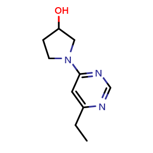 Chemical structure of 1-(6-ethylpyrimidin-4-yl)pyrrolidin-3-ol , CAS 1343254-71-6, AChemBlock AD245092