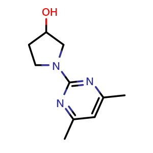 Chemical structure of 1-(4,6-dimethylpyrimidin-2-yl)pyrrolidin-3-ol , CAS 1261233-89-9, AChemBlock AD245093
