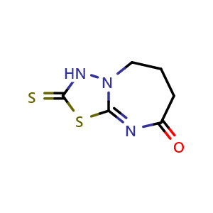 Chemical structure of 2,3,6,7-Tetrahydro-2-thioxo-1,3,4-thiadiazolo[3,2-a][1,3]diazepin-8(5H)-one , CAS 887201-49-2, AChemBlock AD245100