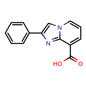 Chemical structure of 2-Phenyl-imidazo[1,2-a]pyridine-8-carboxylic acid , CAS 131862-27-6, AChemBlock AD245105