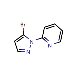 Chemical structure of 2-(5-Bromo-1H-pyrazol-1-yl)pyridine , CAS 1546135-62-9, AChemBlock AD245121
