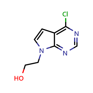 Chemical structure of 2-(4-Chloro-7H-pyrrolo[2,3-d]pyrimidin-7-yl)ethanol , CAS 212268-45-6, AChemBlock AD245122