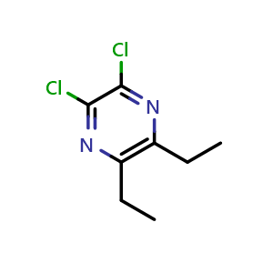 Chemical structure of 2,3-dichloro-5,6-diethylpyrazine , CAS 1461705-47-4, AChemBlock AD245144