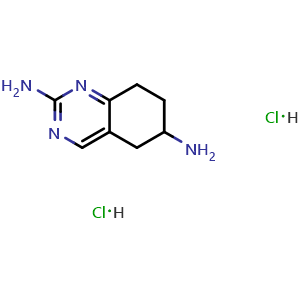 Chemical structure of 5,6,7,8-tetrahydroquinazoline-2,6-diamine dihydrochloride , CAS 2098025-36-4, AChemBlock AD245152