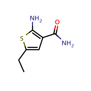 Chemical structure of 2-amino-5-ethylthiophene-3-carboxamide , CAS 343270-71-3, AChemBlock AD245153
